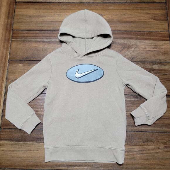 Nike Other - Nike Kids Beige LS Pullover Hoodie Grey Logo - Size Small (4-5 yrs)